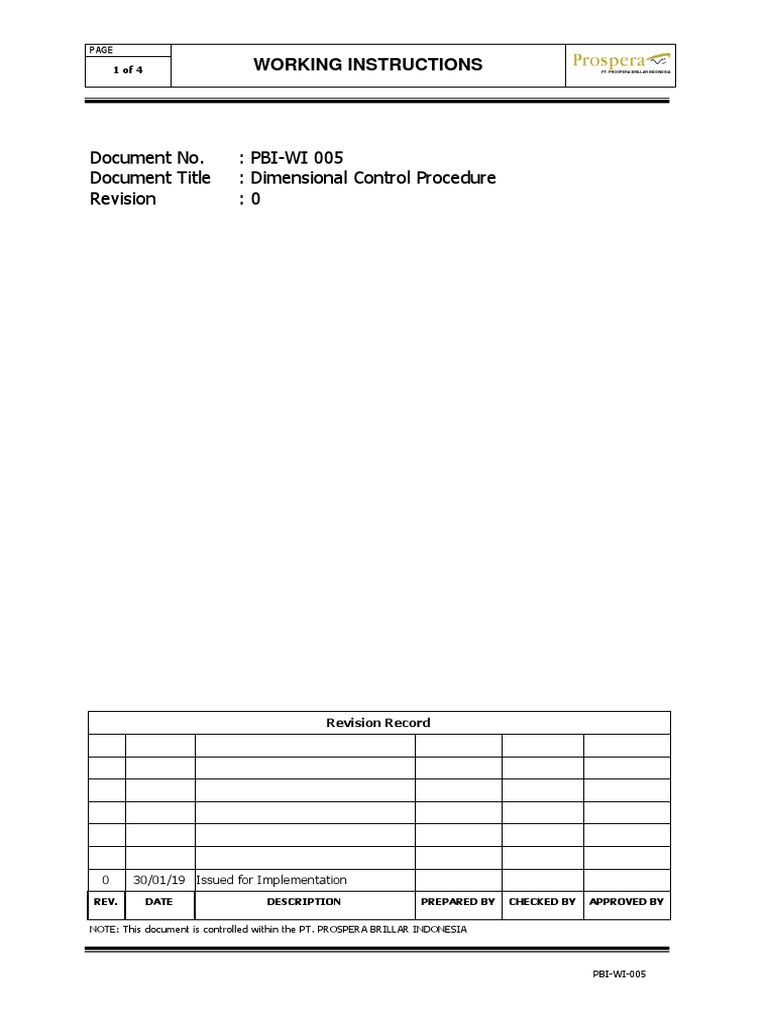 Dimensional Control Procedure | PDF | Engineering Tolerance | Welding