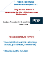 Compiling Source Details & Developing The List of References or Bibliography