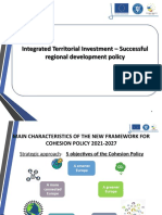 Integrated Territorial Investment - Successful Regional Development Policy Integrated Territorial Investment - Successful Regional Development Policy