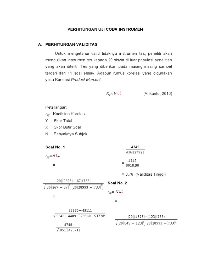 Validitas dan Reliabilitas Instrumen Tes | PDF