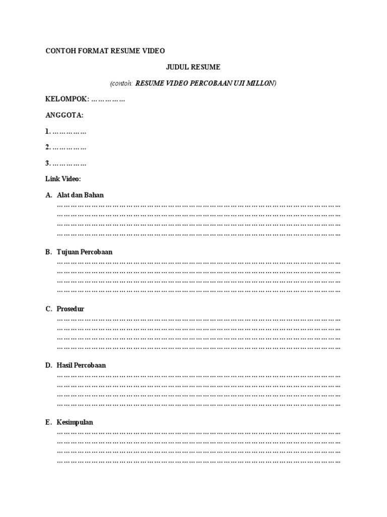 Contoh format resume video pdf