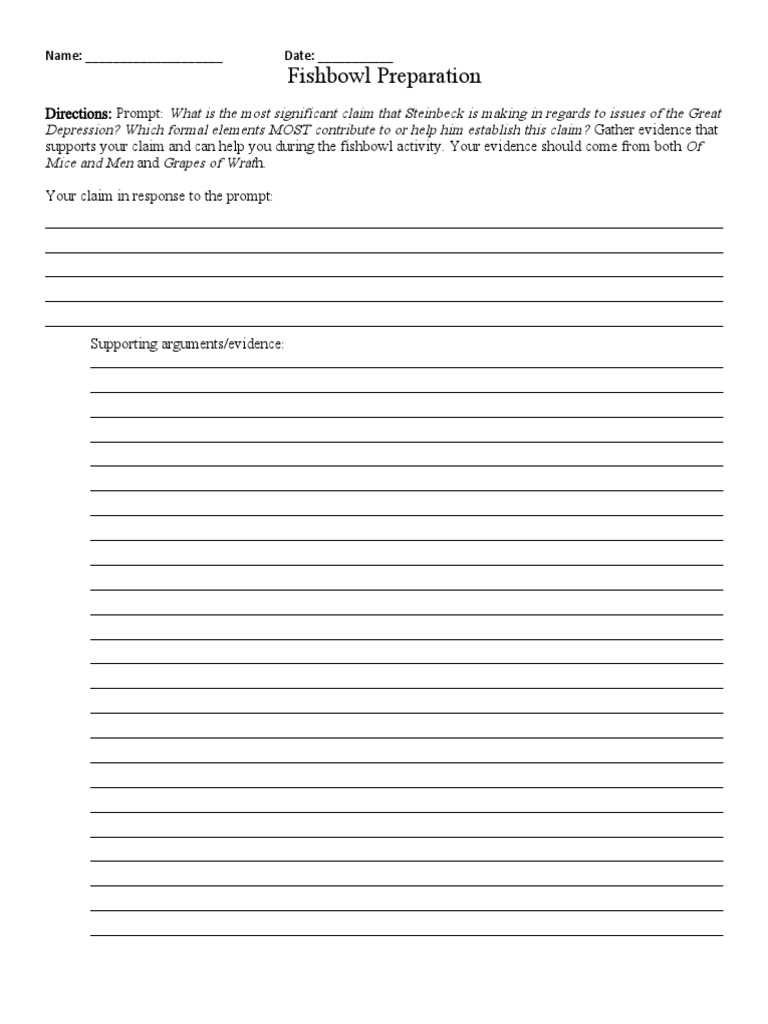 Fishbowl Preparation and Active LIstening PDF