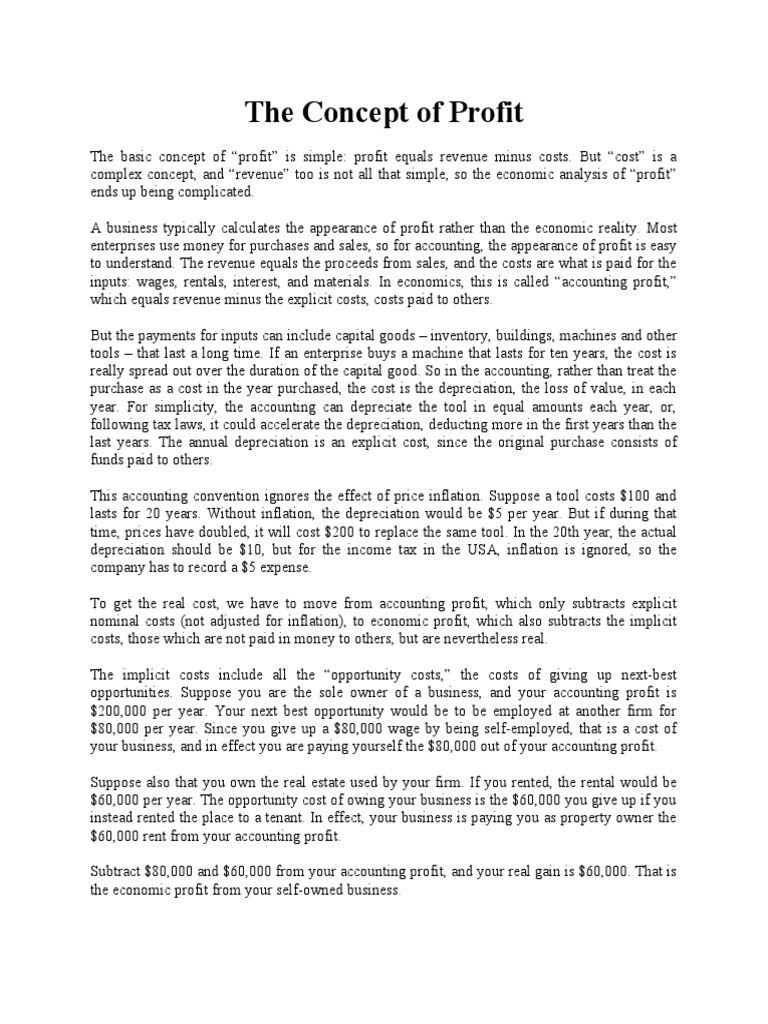 Understanding Accounting vs. Economic Profit | PDF | Profit (Economics) |  Depreciation