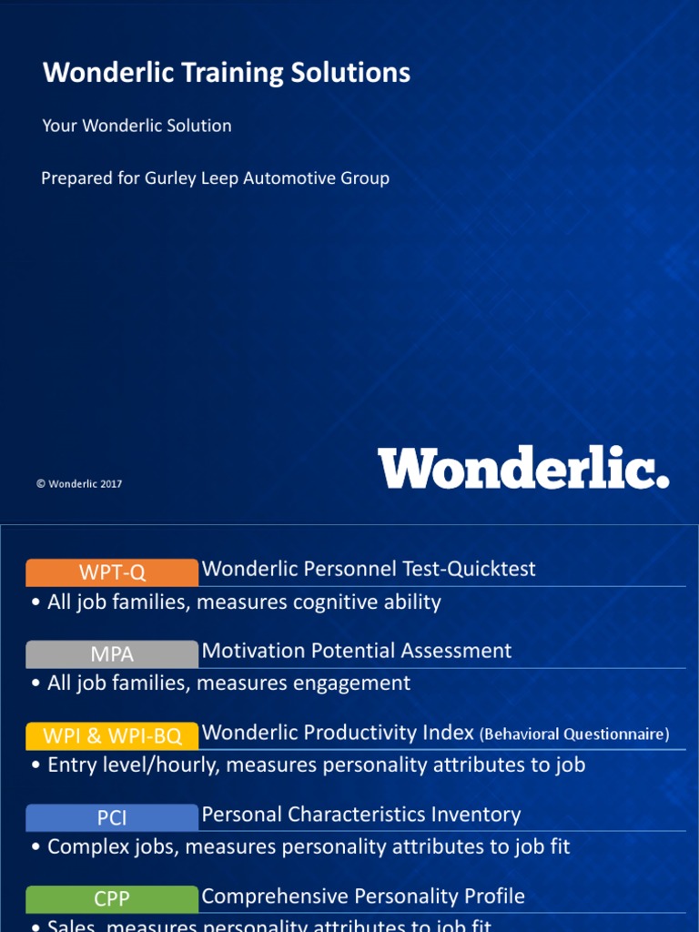 Wonderlic Training Solutions | PDF | General Educational Development ...