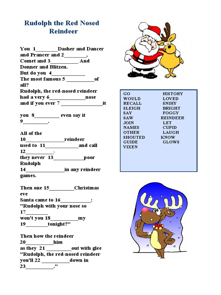 Rudolph The Red Nosed Reindeer Activities With Music Songs Nursery ...
