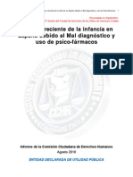 Informe de CCDH 2010, Riesgo creciente de la infancia en España debido al Mal diagnóstico y uso de Psico-fármacos
