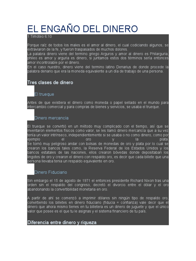 El Engaño Del Dinero | PDF