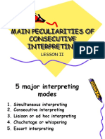 3 - Main Peculiarities of Consecutive Interpreting