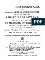 COURT de GEBELIN Antoine - Allégories Orientales Ou Le Fragment de Sanchoniation Qui Contient l’Histoire de Saturne, De Mercure Et d’Hercule. (1773)