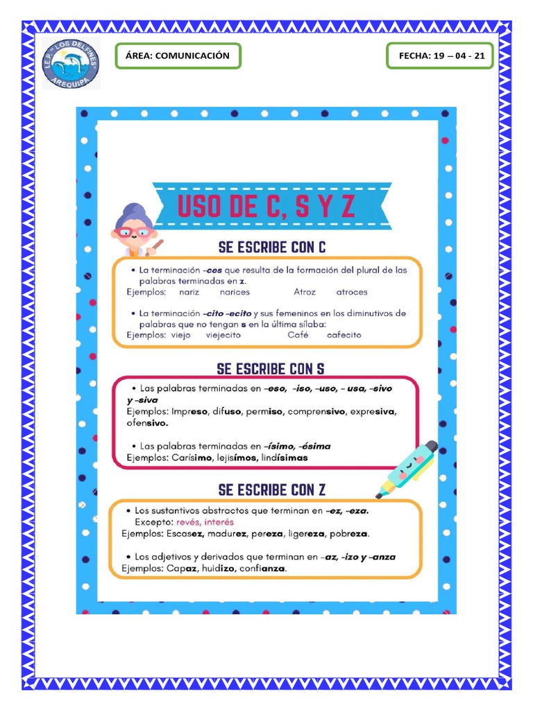 Uso de C, S y Z en Actividades Escolares | PDF