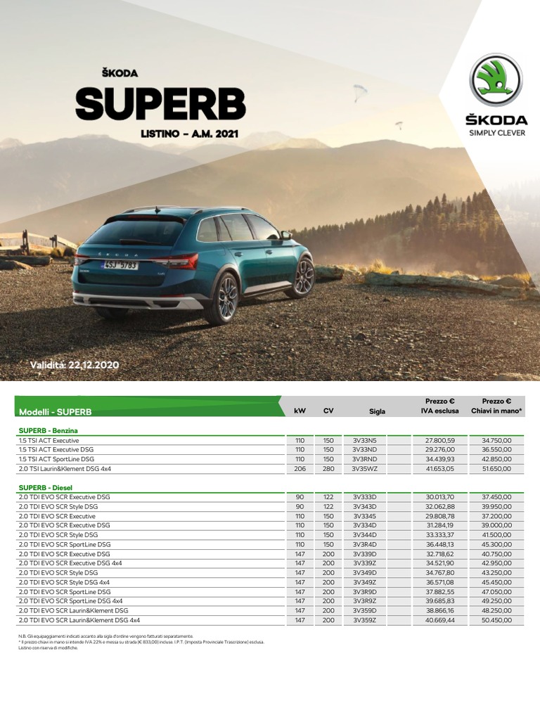 Skoda Superb Listino. | PDF | Technology & Engineering