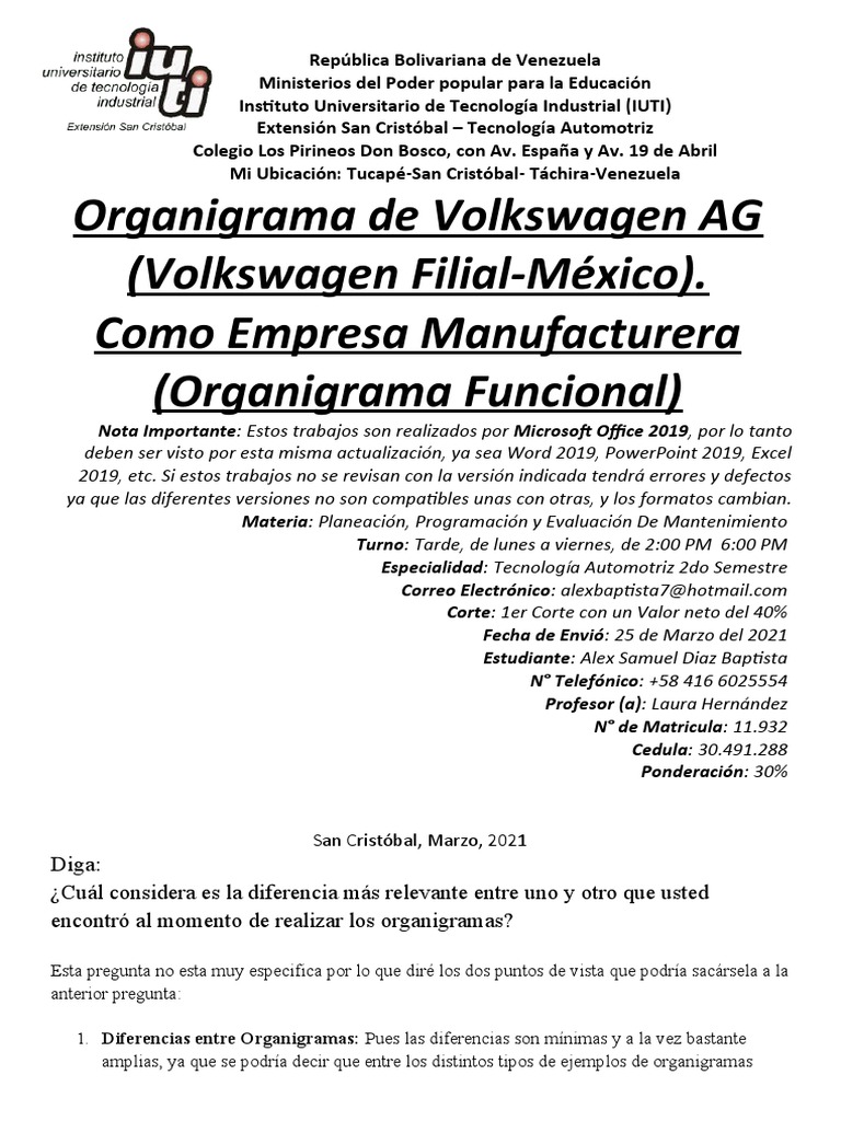 Organigrama de Volkswagen México | PDF | Business | Equipo automotriz
