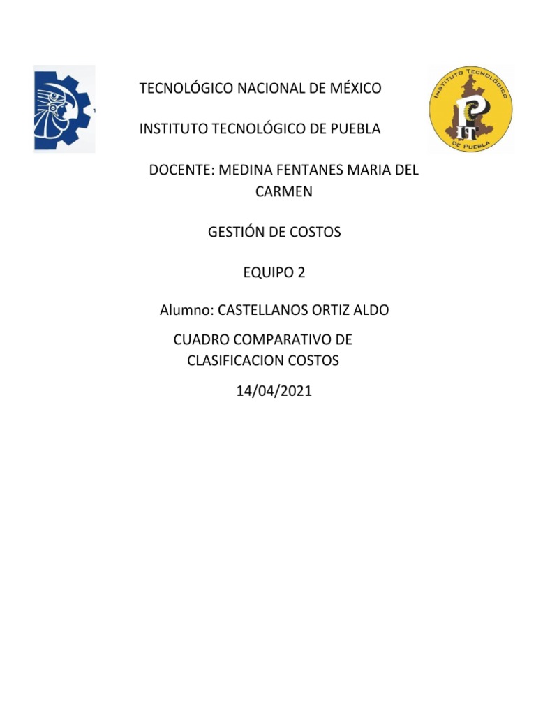 Cuadro comparativo costos y investigacion unidad 1 segunda oportunidad
