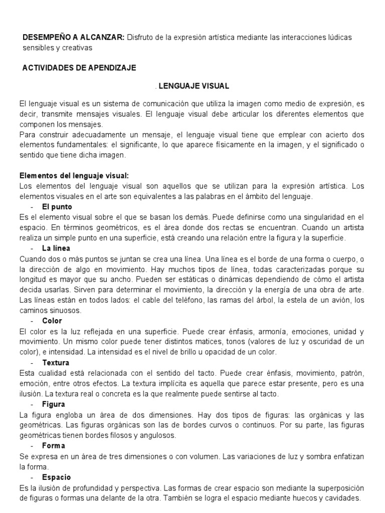 Lenguaje Visual | PDF | Artes del Lenguaje y Comunicación | Estudios de ...