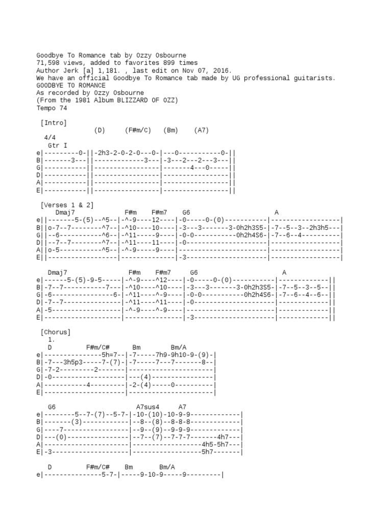 lyrics to goodbye to romance by ozzy osbourne