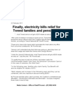Finally, Electricity Bills Relief For Tweed Families and Pensioners