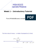 Corporate Finance: Week 1 - Introductory Tutorial
