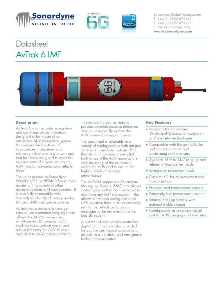 Sonardyne - 8220 7216 AvTrak 6 LMF | PDF