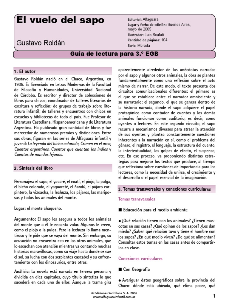 El Vuelo Del Sapo Actividades Pdf