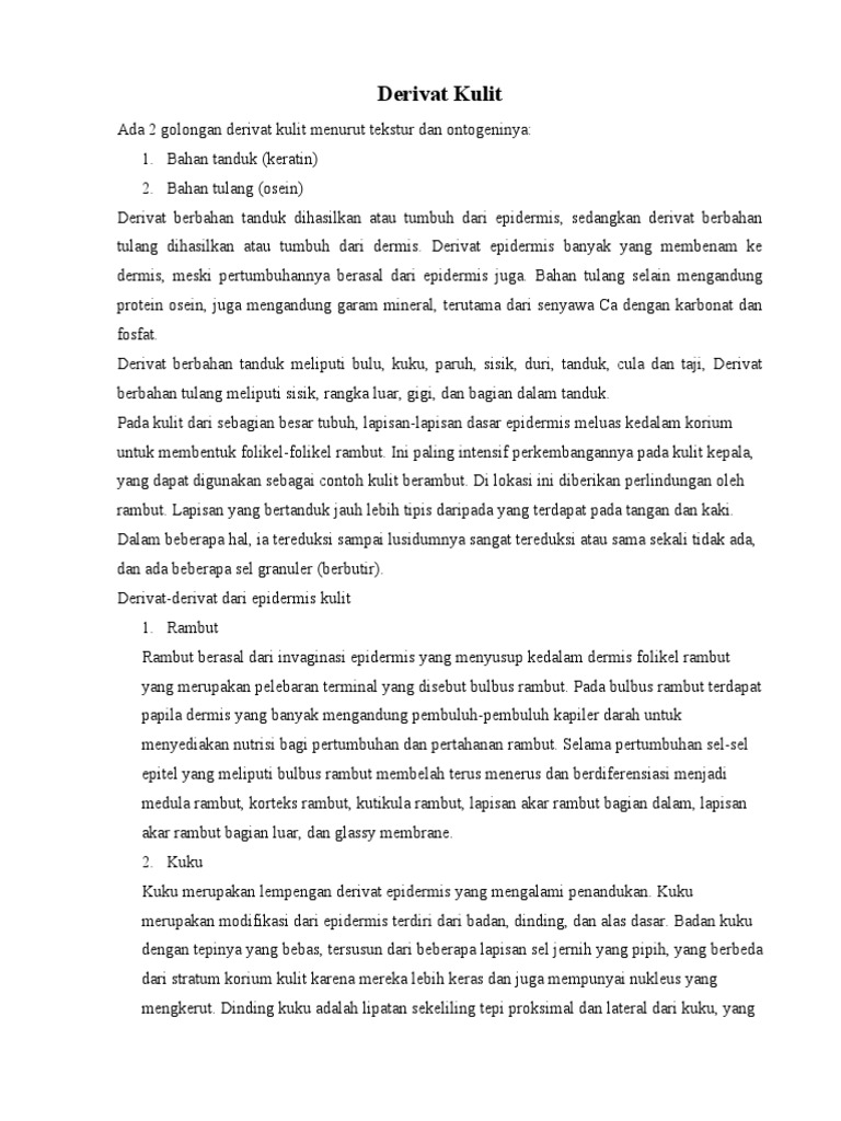 Jenis-Jenis Derivat Kulit dan Fungsinya | PDF