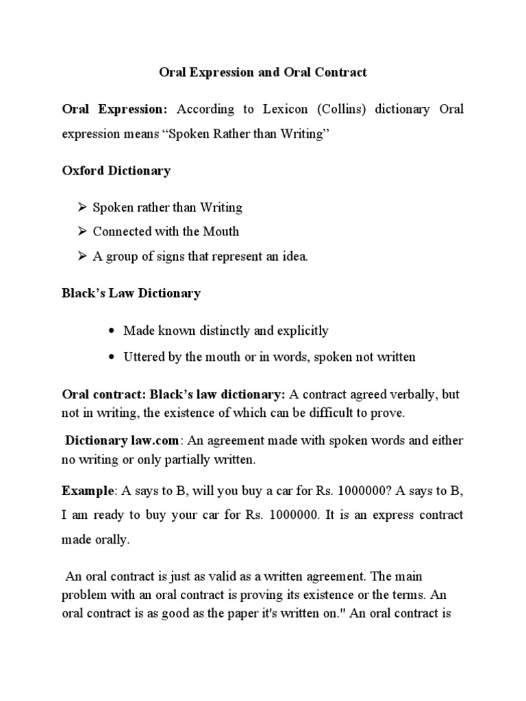 1.4.1 Types of Contract Express Oral | PDF | Civil Law (Legal System ...