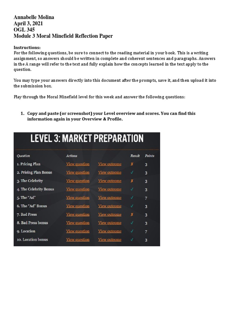 Module 3 Moral Minefield Reflection Paper PDF