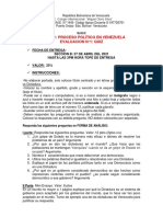 Tema N°1: Proceso Político en Venezuela Evaluacion N°1: Quiz