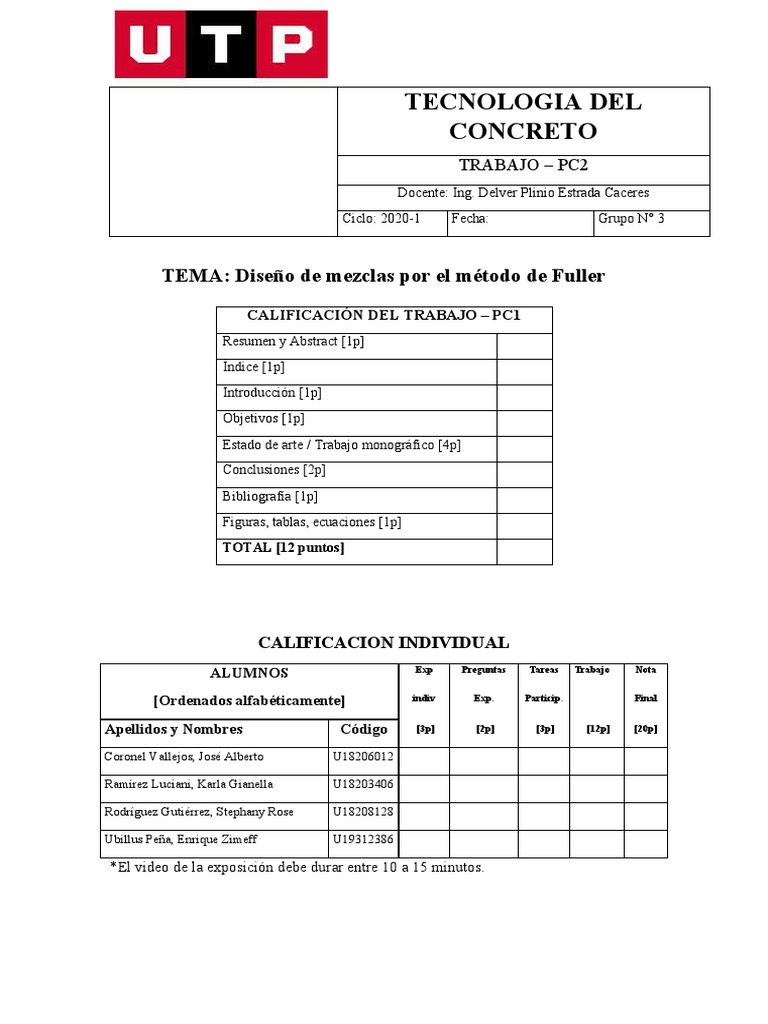 Informe de Método de Fuller | PDF