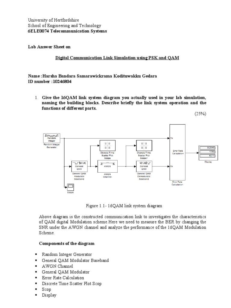 16QAM Digital Communication Lab Report | PDF | Modulation | Signal To ...