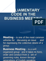 Parliamentary Code in The Business Meeting