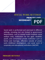 Social Work Settings: Primary and Secondary Settings