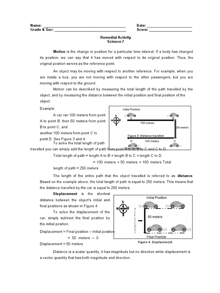 Understanding Motion: Distance vs. Displacement | PDF | Acceleration ...