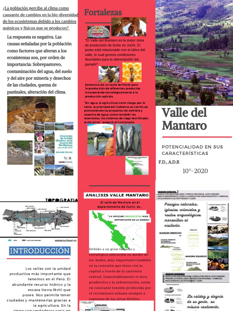 Tríptico Valle Mantaro Características y Potencial | PDF | Clima | Agua