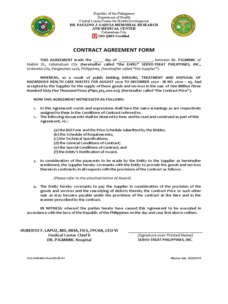 Contract Agreement Repeat Order SERVO | PDF | Civil Law (Legal System ...