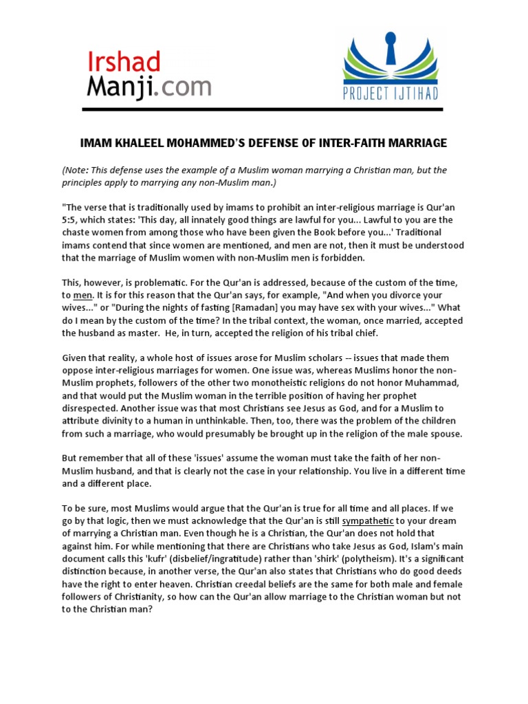 Inter-Faith Marriage in Islam Explained | PDF | Sharia | Marriage