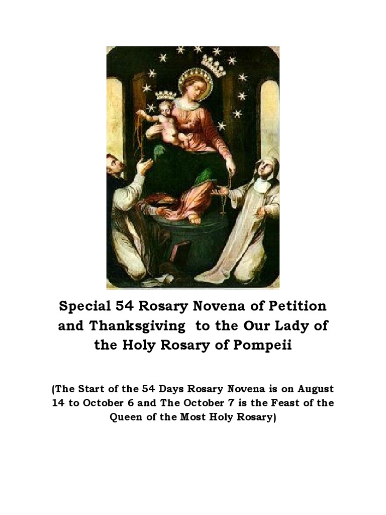Special 54 Rosary Novena of Petition and Thanksgiving To The Our Lady ...