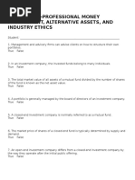 Chapter 24 - Professional Money Management, Alternative Assets, and Industry Ethics