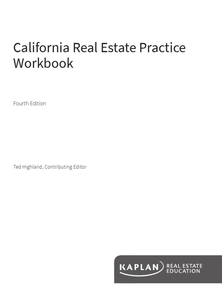 CA Real Estate Practice Workbook PDF Real Estate Broker Civil