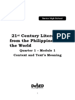 21 Century Literature From The Philippines and The World: Quarter 1 - Module 1 Context and Text's Meaning