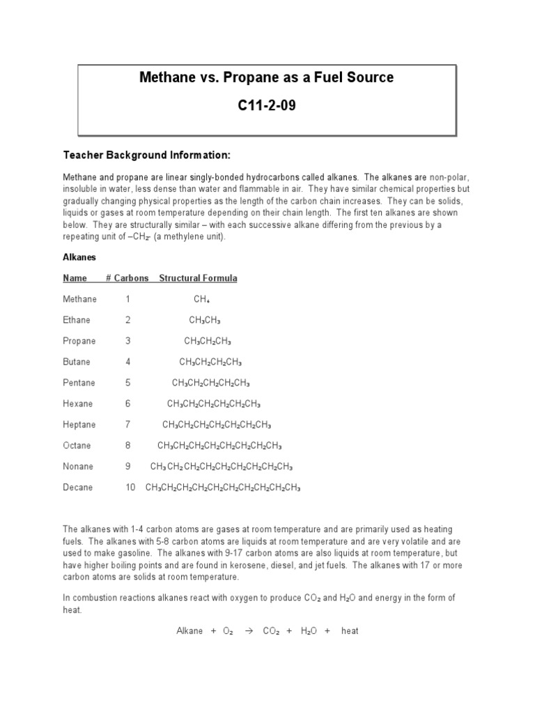 Methane Vs Propane C11!2!09 Download Free PDF Propane Natural Gas