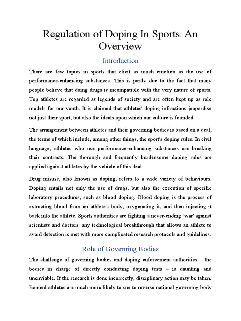 Regulation of Doping in Sports | PDF | Doping In Sport | Sports