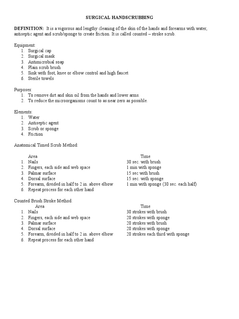 Surgical Handscrubbing Techniques Guide | PDF | Finger | Hand
