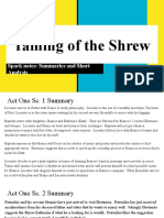 Taming of the Shrew Spark Notes: Act One and Two Summary and Analysis