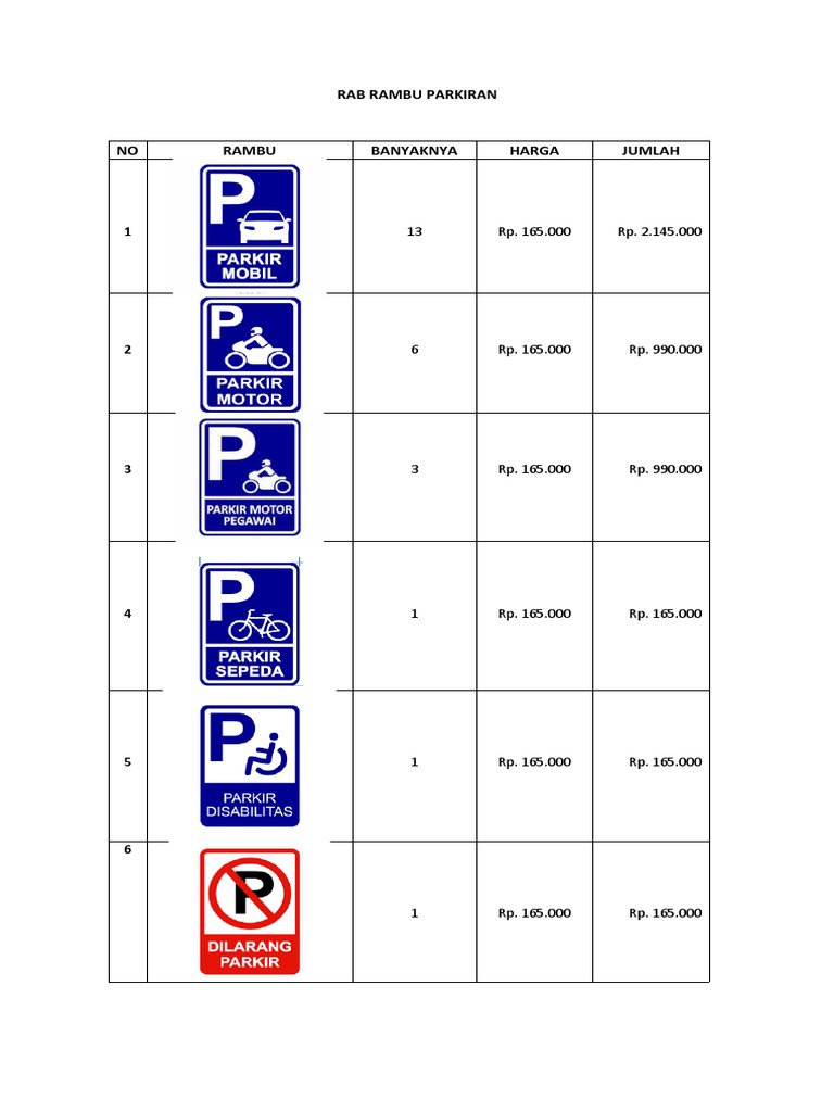 Harga Rambu Parkiran Pdf