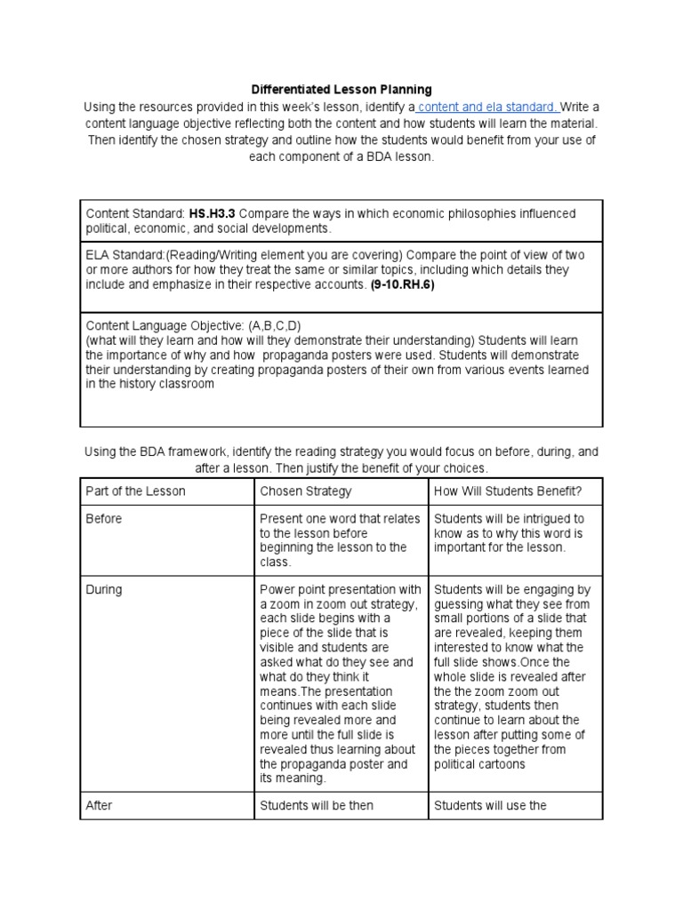 Differentiated Lesson Planning Guide | PDF | Propaganda | Applied ...
