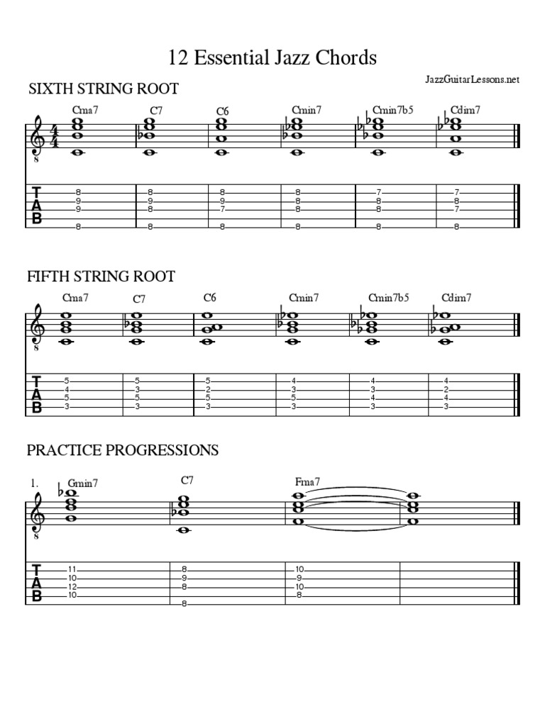 Essential Jazz Chords for Guitar | PDF | Guitars | Irish Musical ...