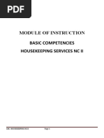 Module of Instruction Basic Competencies Housekeeping Services NC Ii