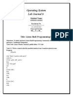 Operating System Lab Journal 6: Title: Linux Shell Programming II