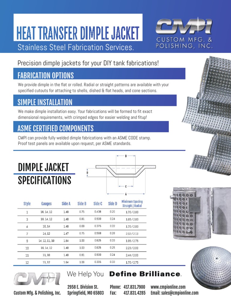CMPI - Heat Transfer Dimple Jackets 2020 | PDF