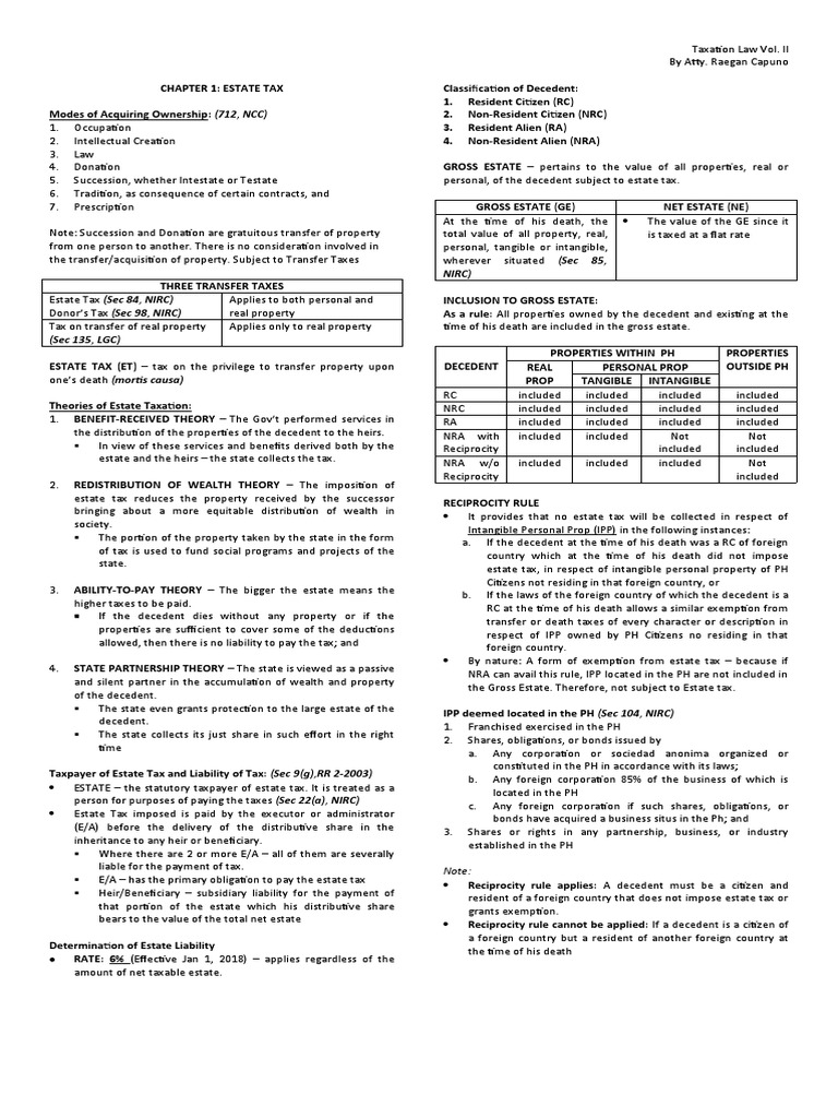 Estate Taxation Overview and Theories | PDF | Estate Tax In The United ...